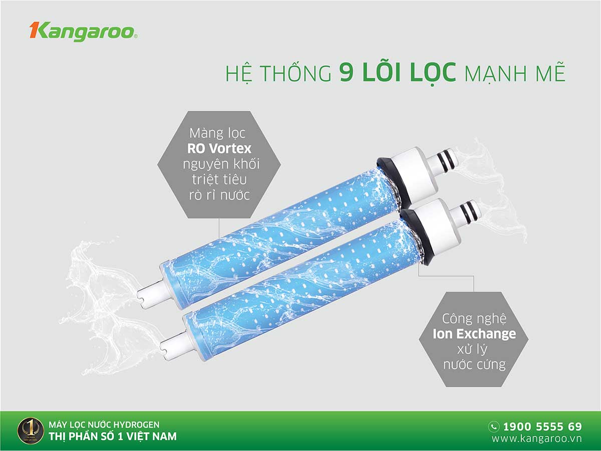 Hệ 9 lõi lọc mạnh mẽ